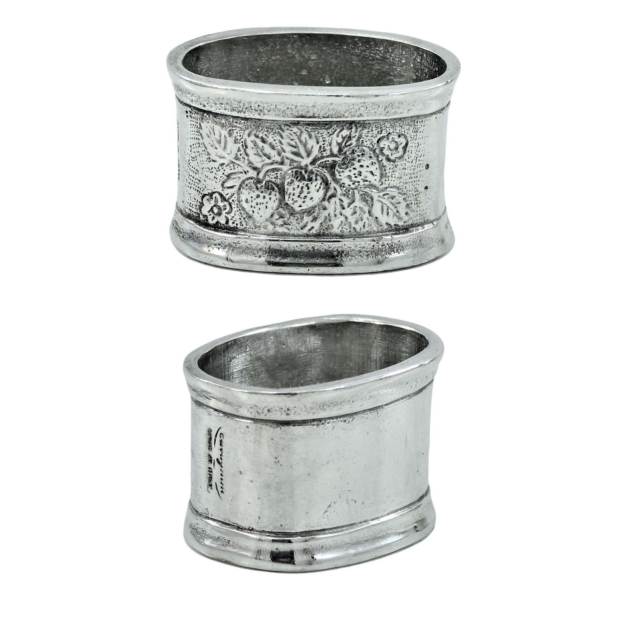 Cunill Vintage Fruit Pewter Engravable Napkin Rings Set of 6 — additional view