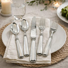 Cunill Vintage Pewter Ilton 5PC Flatware Set-Handmade in Italy, pewter flatware set, on a white background