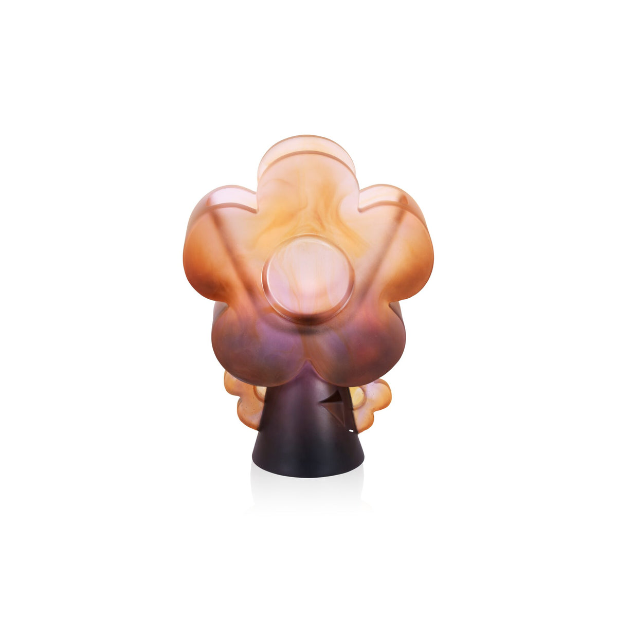 Daum Blooming Rock Signature Vase by Hubert Le Gall 50ex, handcrafted Daum crystal, front view