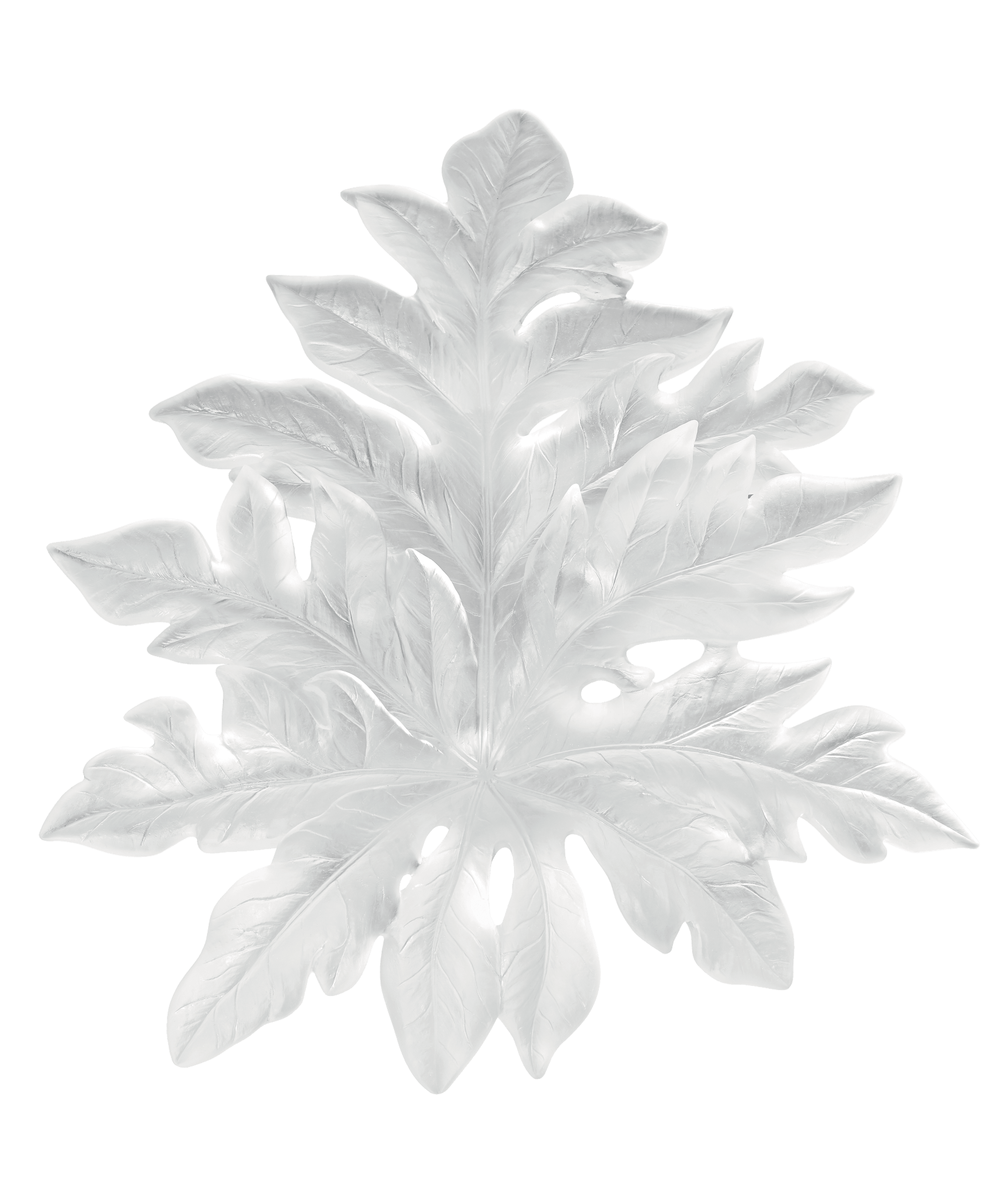 Daum Bornéo Large Wall Leaf By Emilio Robba Wall Sculpture — White