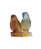 Daum Budgerigars Couple Sculpture — Amber