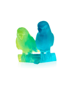 Daum Budgerigars Couple Sculpture — Blue
