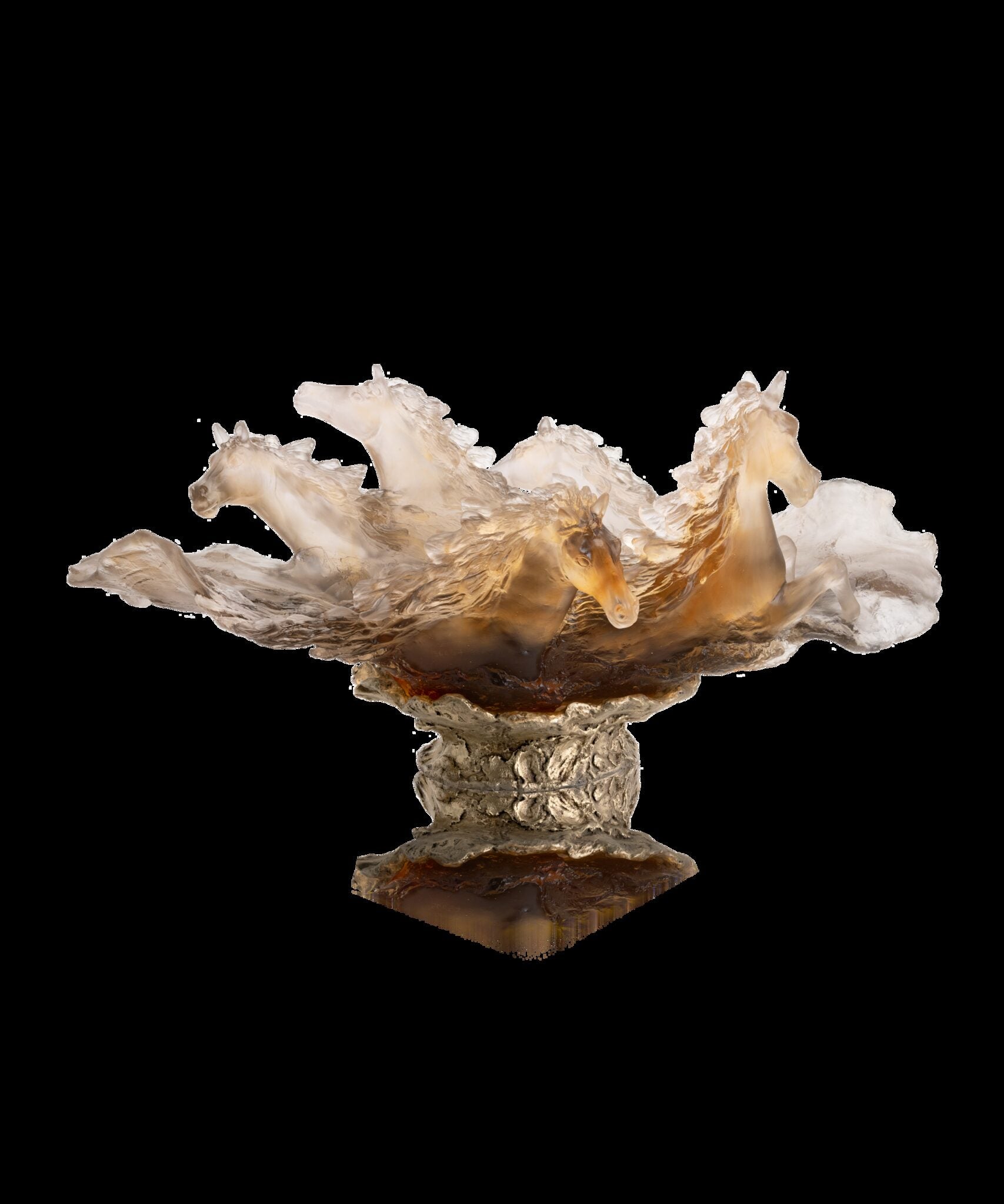 Daum Cavalcade Centerpiece Glazed Brown 125ex Sculpture