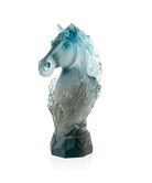 Daum Cavalcade Chess Knight 250ex Sculpture — Blue grey