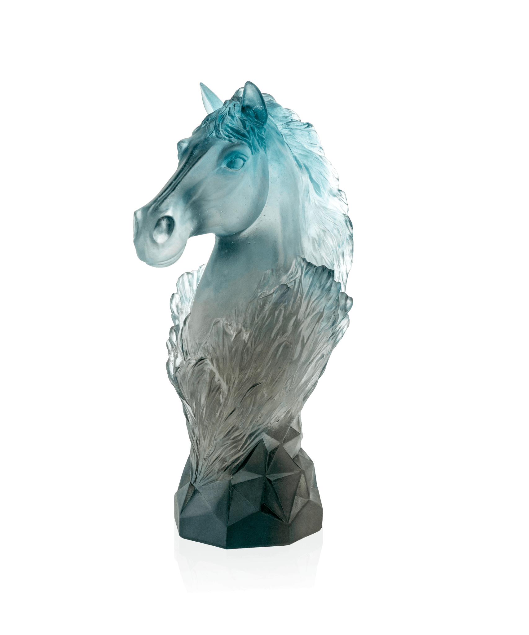 Daum Cavalcade Chess Knight 250ex Sculpture — Blue grey