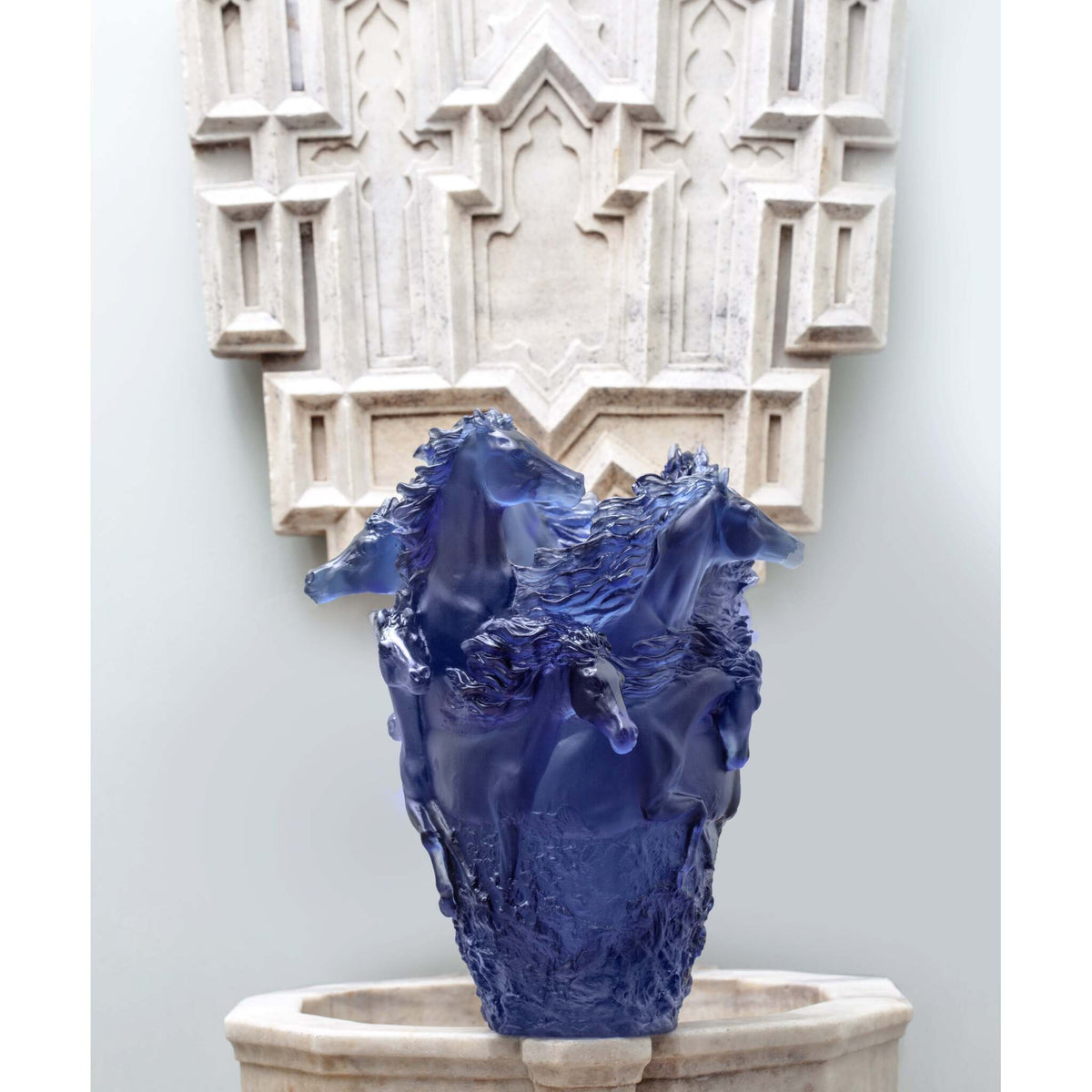 Daum Cavalcade Large Vase – Blue 175ex, alternate view