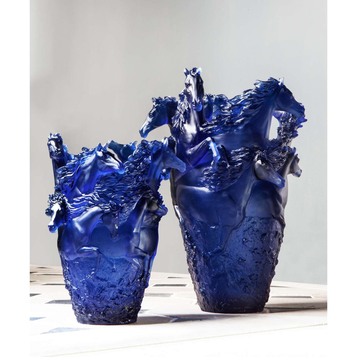 Daum Cavalcade Large Vase – Blue 175ex, alternate view
