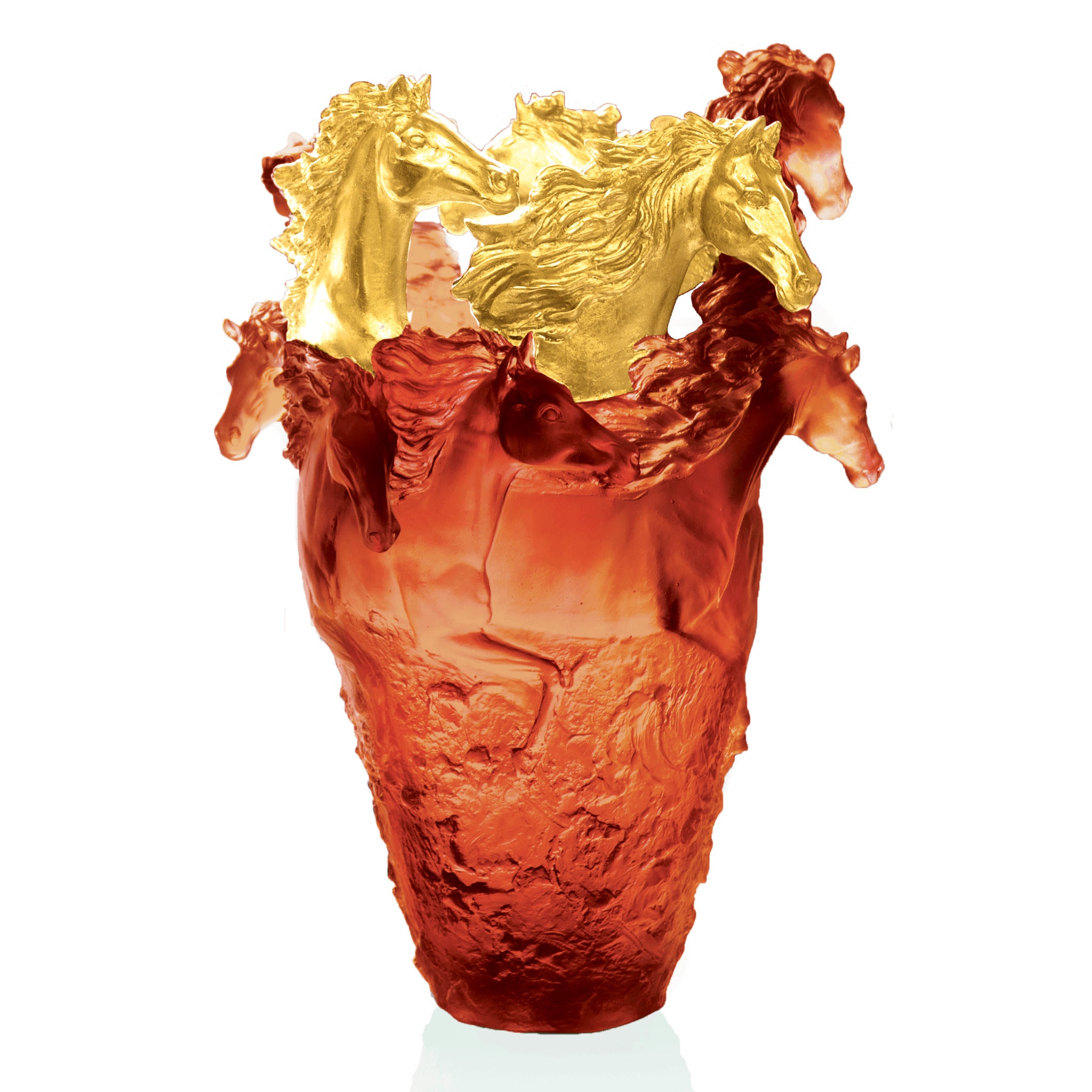 Daum Cavalcade Magnum Vase — Amber gold finish 25ex