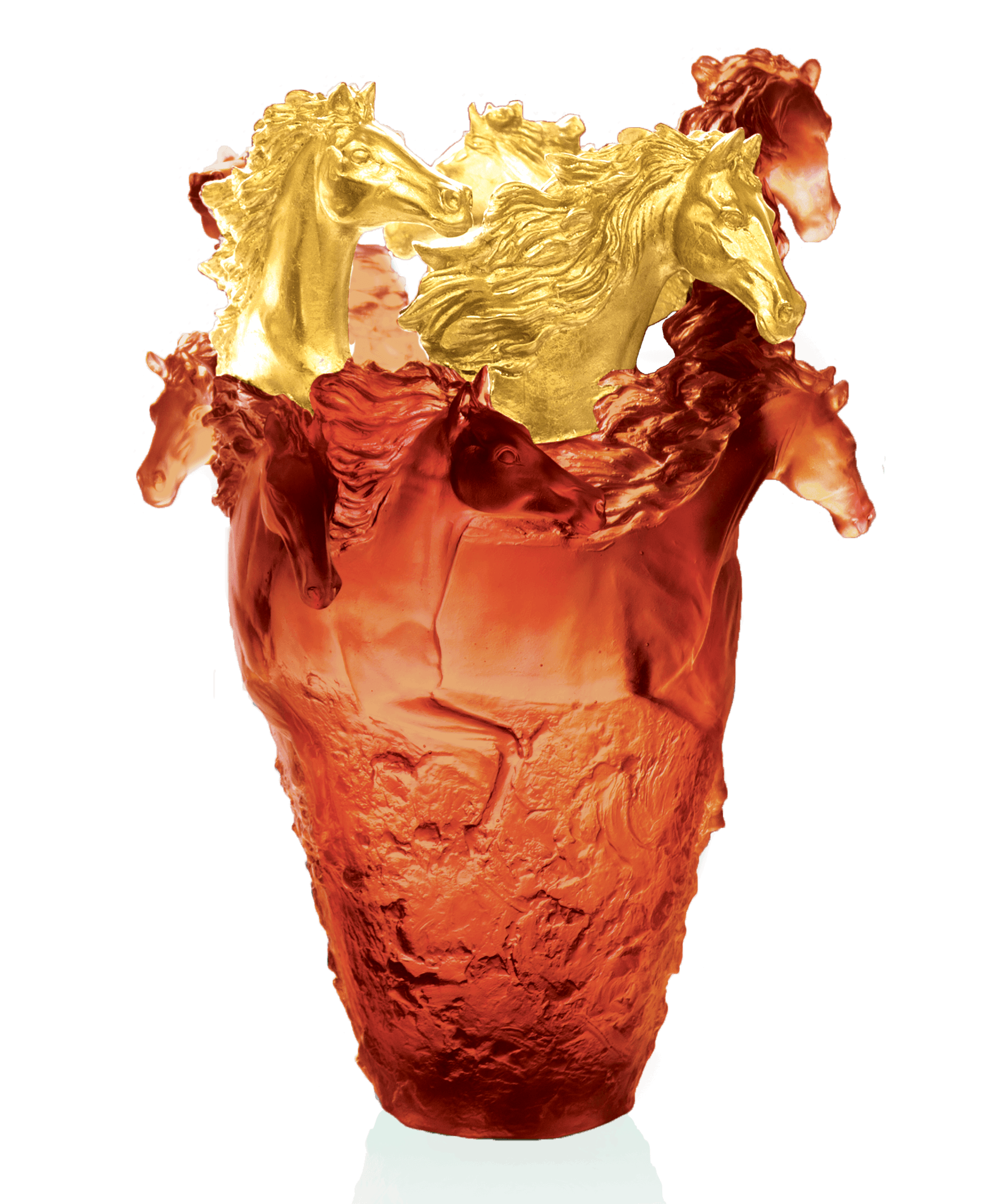 Daum Cavalcade Magnum Vase — Amber gold finish 25ex