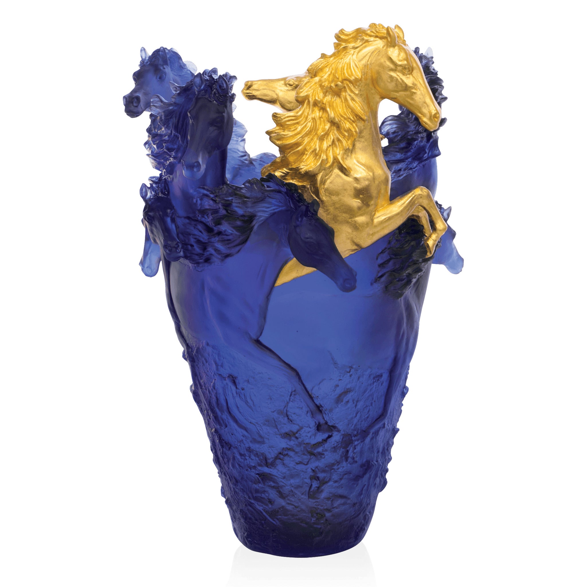 Daum Cavalcade Magnum Vase — Blue gold finish 25ex
