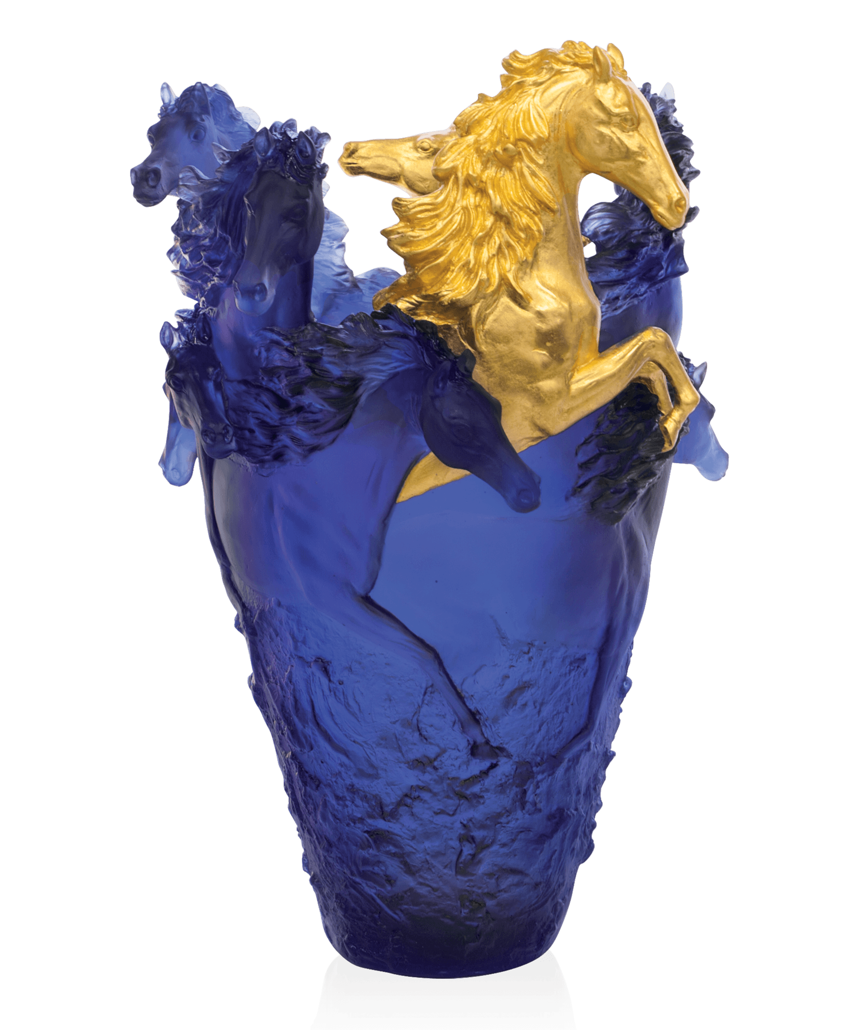 Daum Cavalcade Magnum Vase — Blue gold finish 25ex