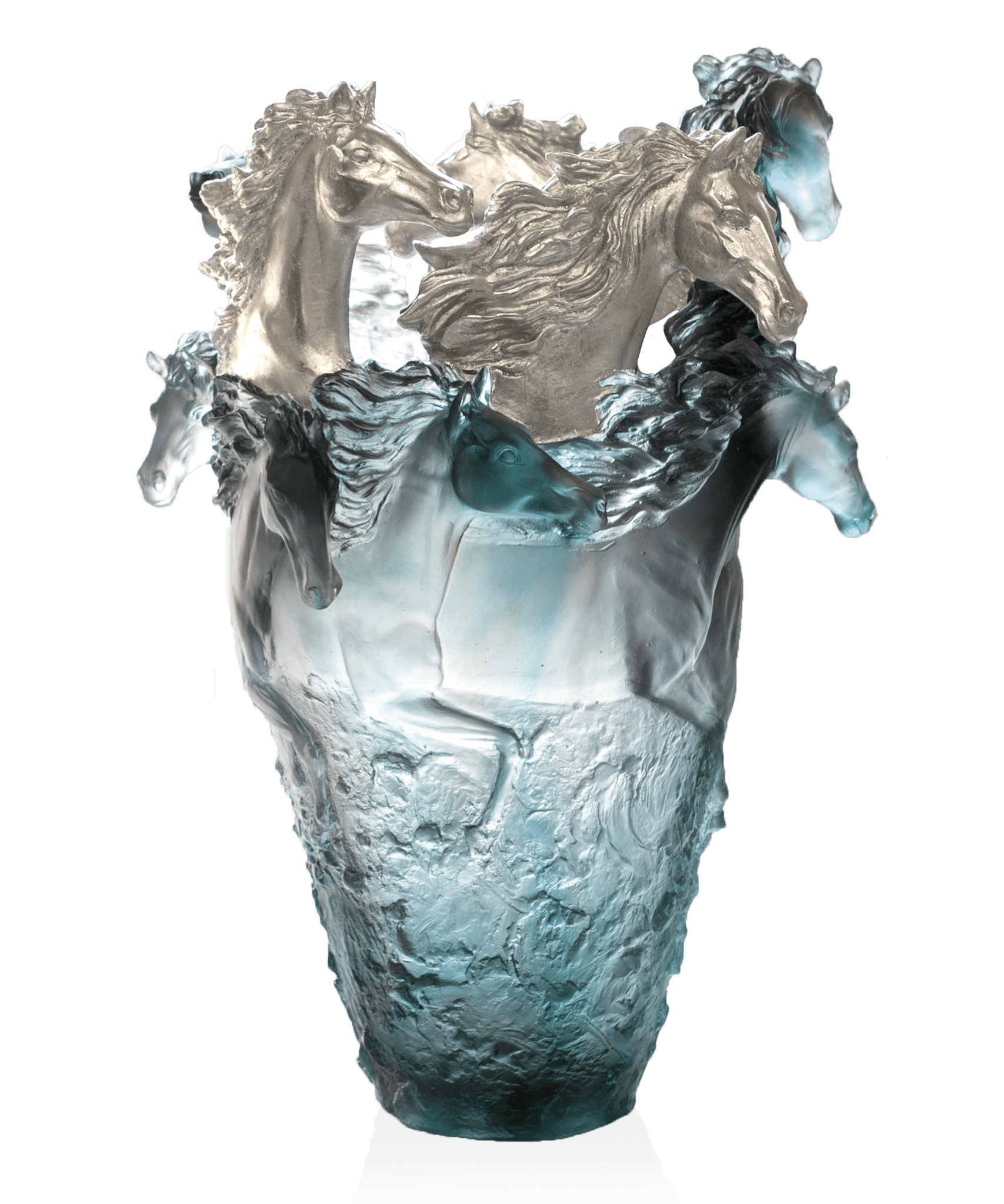 Daum Cavalcade Magnum Vase — Blue grey palladium finish 25ex