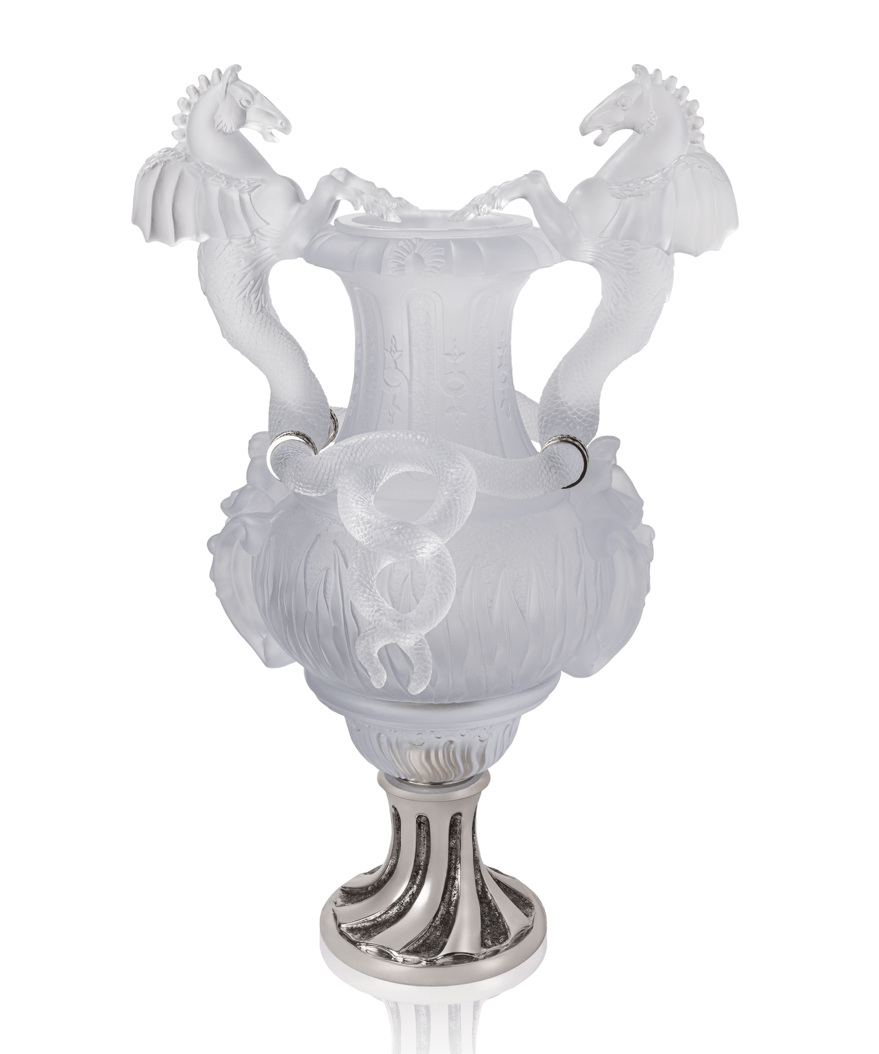 Daum Chevaux Ailés Vase — White 8ex