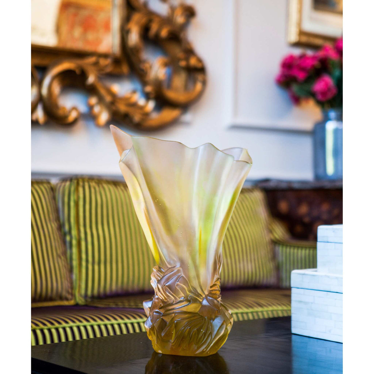 Daum Collection Croisière Large Vase – Pink and green, alternate view