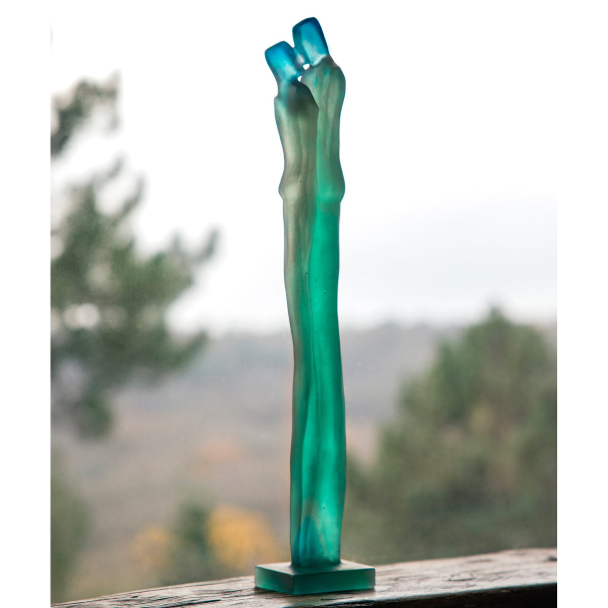 Daum Départ Blue and Green By Laurence Bonnel 175ex Sculpture, alternate view