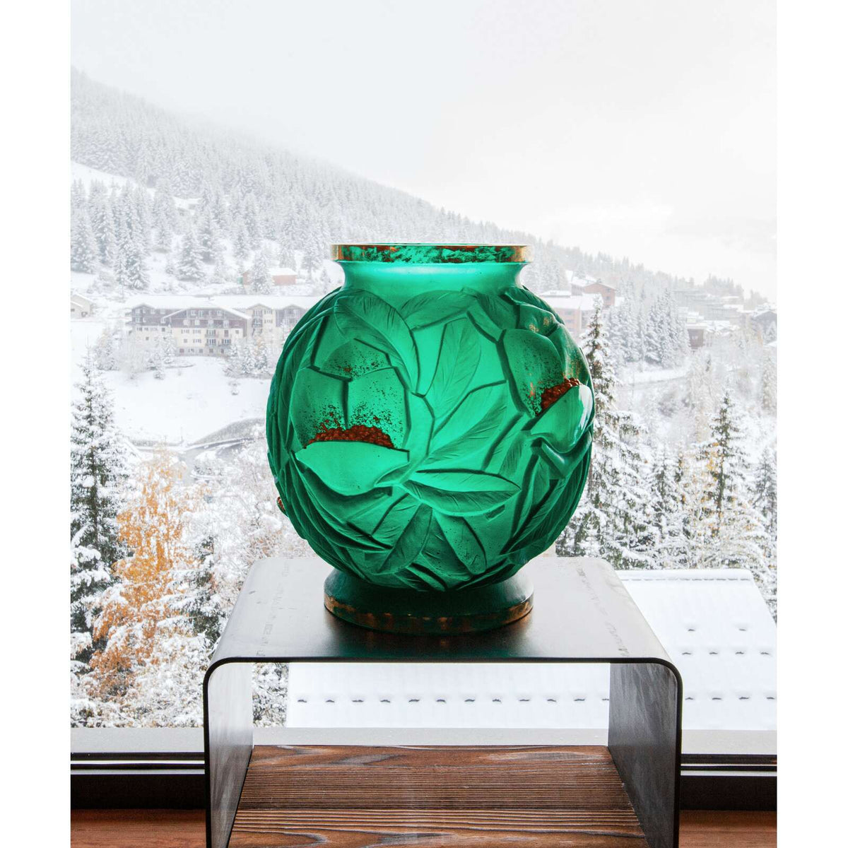 Daum Empreinte Large Vase Green, Gold Finish 75ex, alternate view