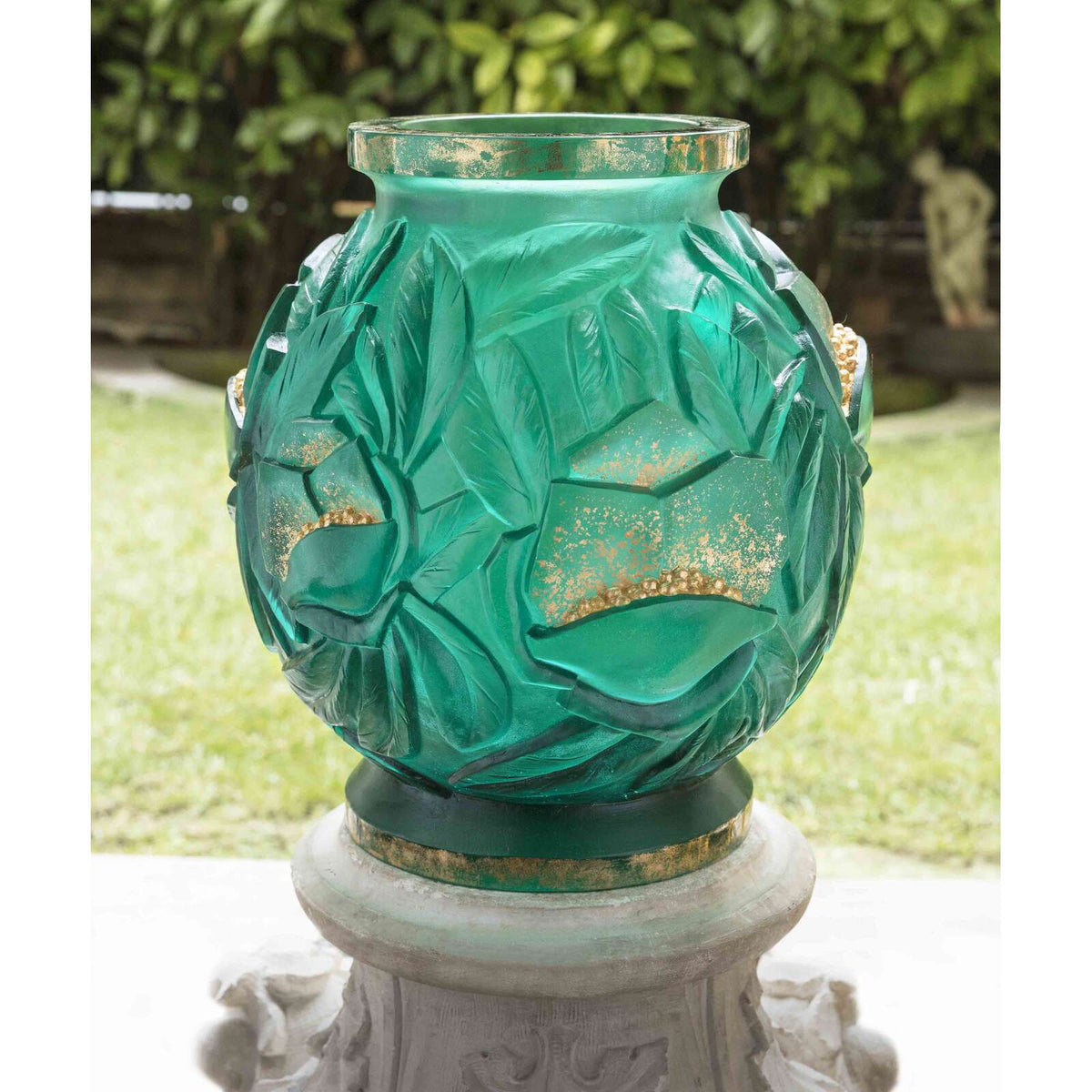 Daum Empreinte Large Vase Green, Gold Finish 75ex, alternate view