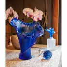 Daum Eternal Rose Sculpture – Blue, alternate view