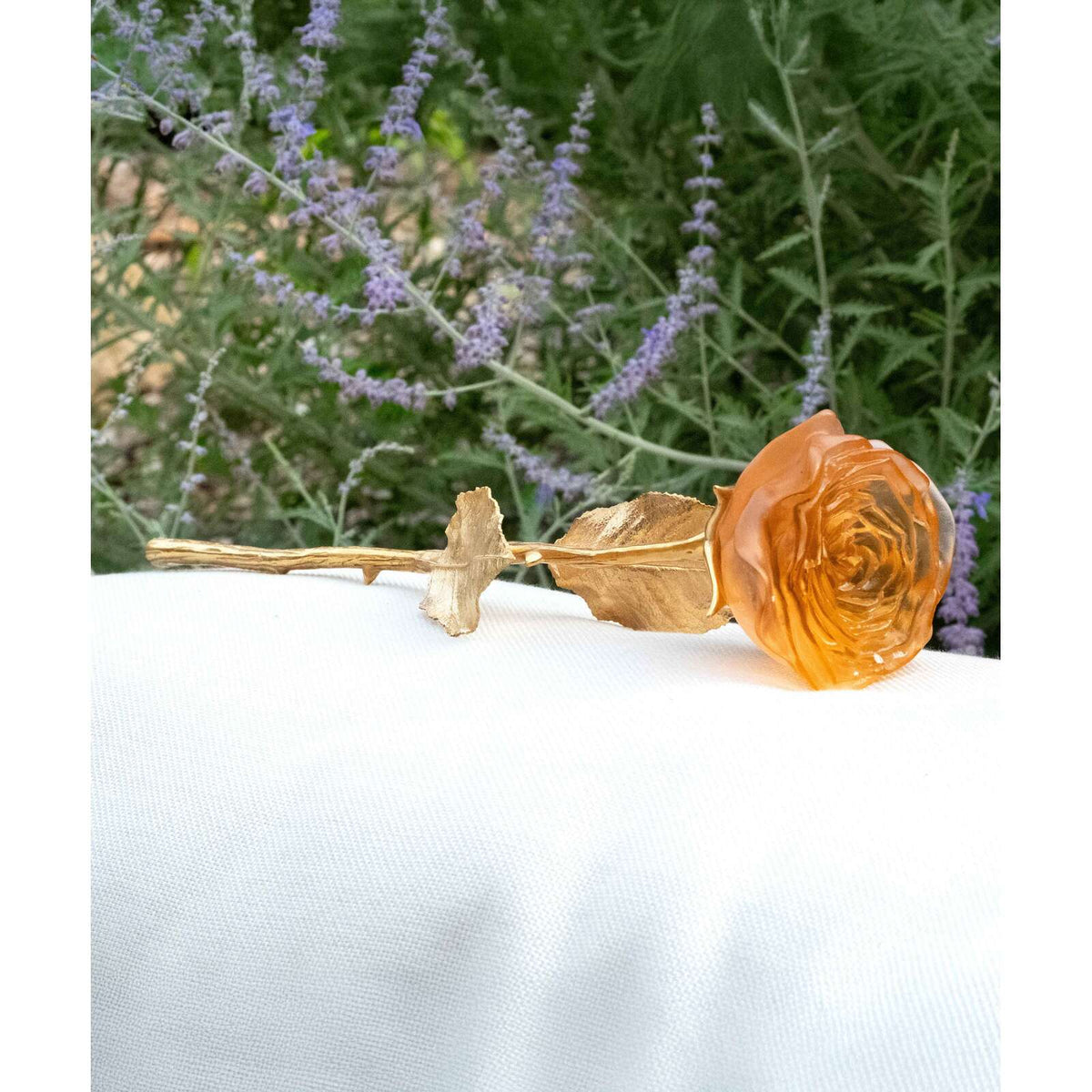 Daum Eternal Rose Sculpture – Orange, alternate view