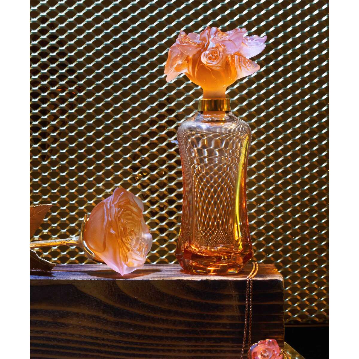Daum Eternal Rose Sculpture – Orange, alternate view