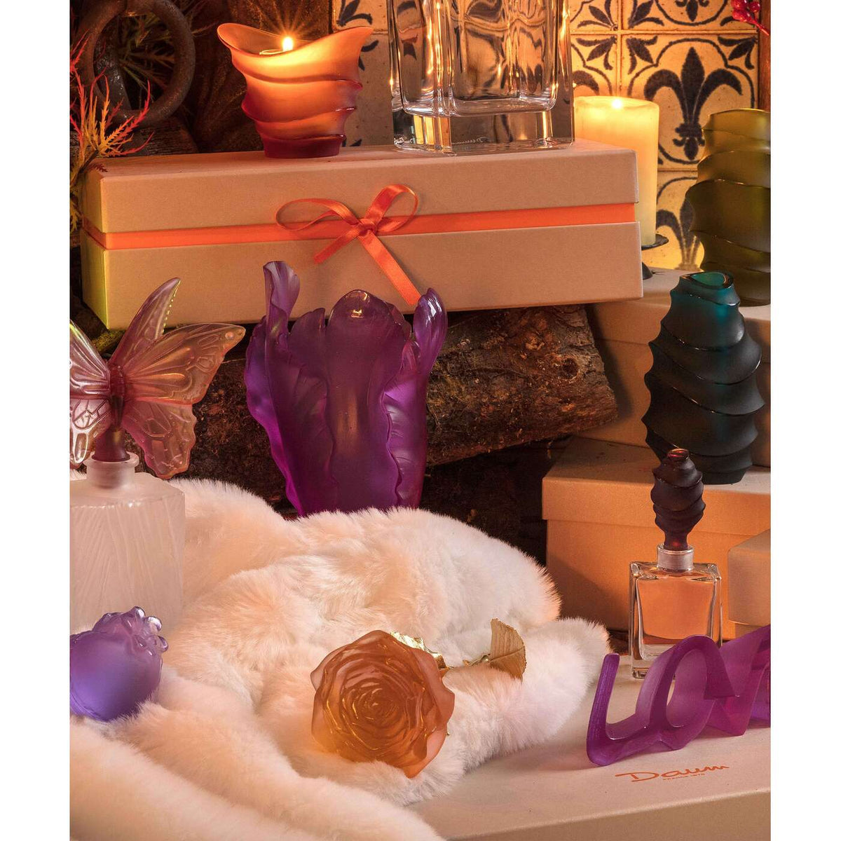 Daum Eternal Rose Sculpture – Orange, alternate view