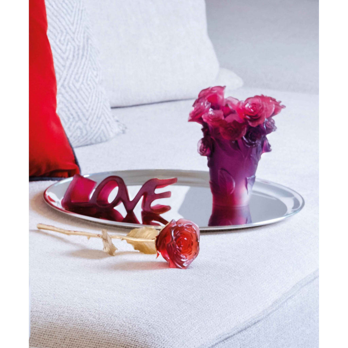 Daum Eternal Rose Sculpture – Red, alternate view