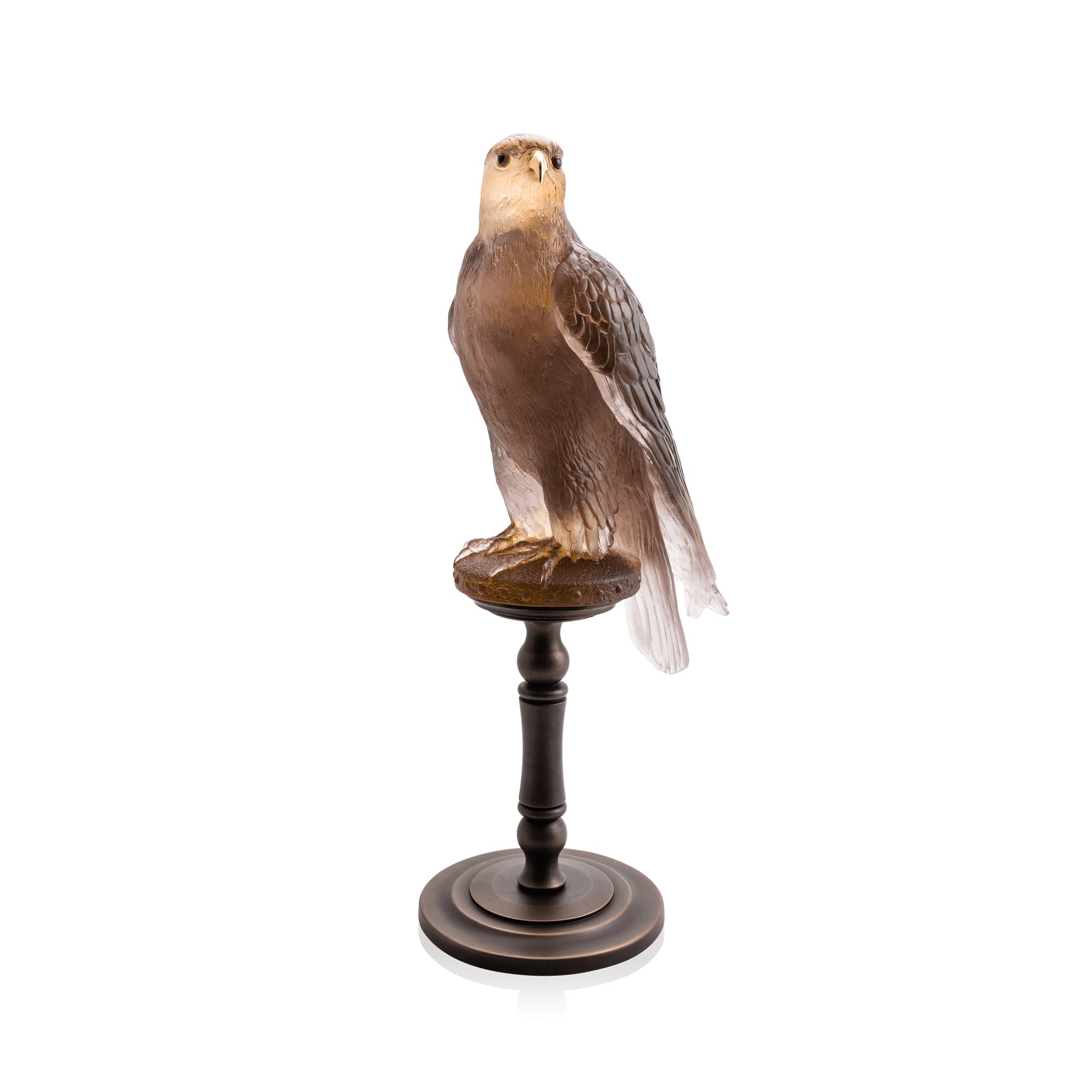 Daum Faucon Gerfaut By Madeleine Van Der Knoop Sculpture — Amber pink 125ex