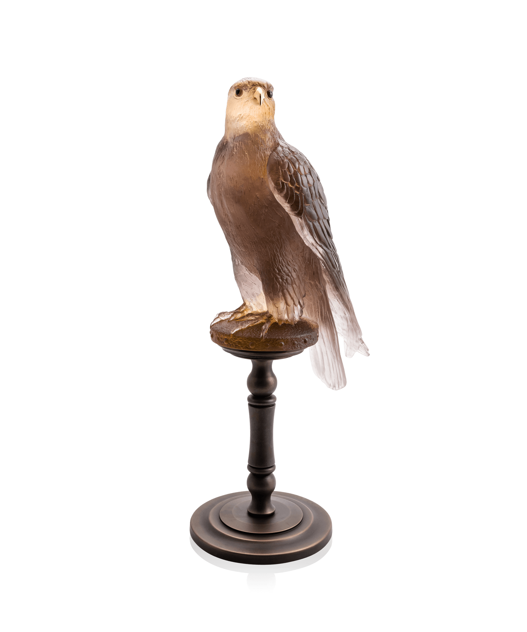 Daum Faucon Gerfaut By Madeleine Van Der Knoop Sculpture — Amber pink 125ex