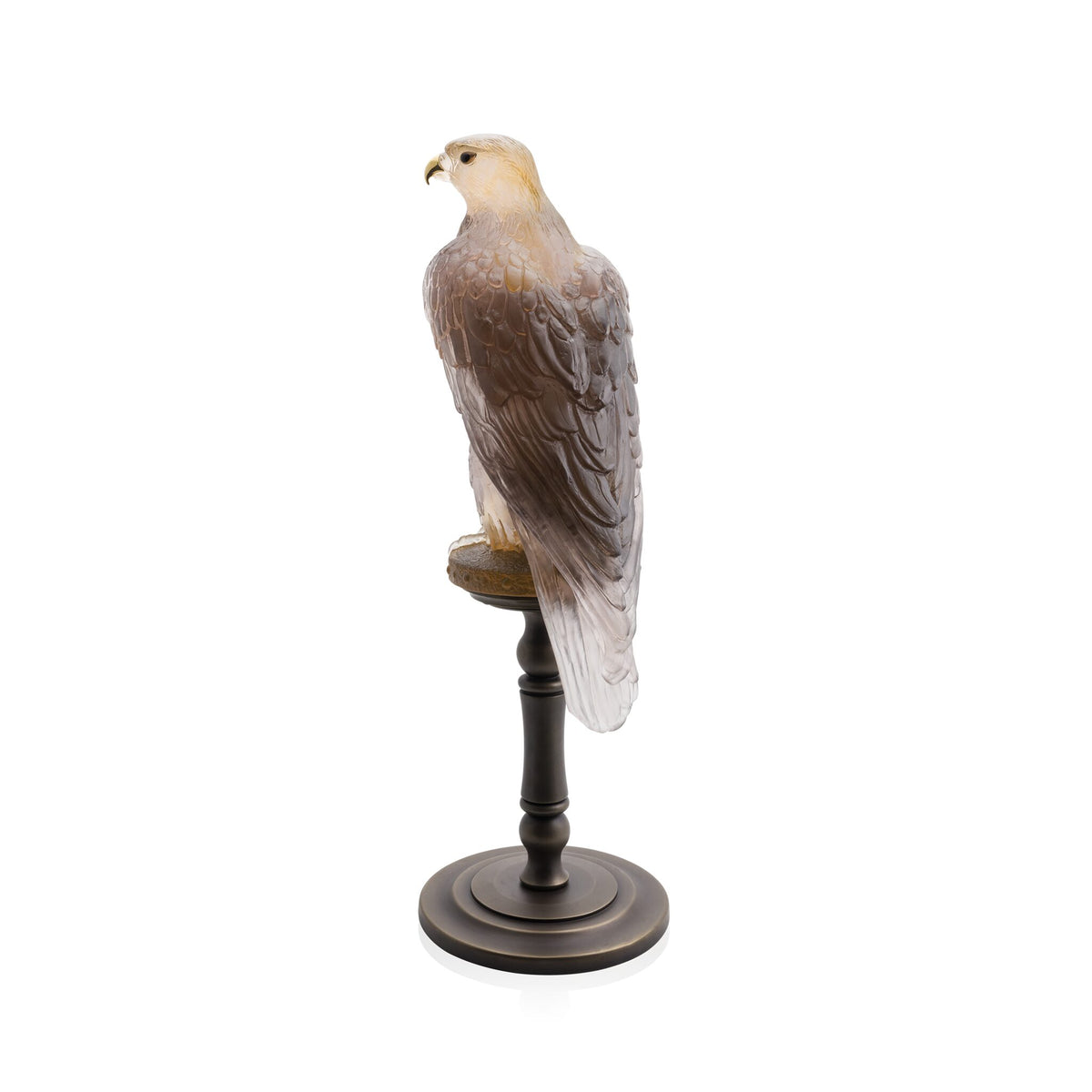 Daum Faucon Gerfaut By Madeleine Van Der Knoop Sculpture – Amber pink 125ex, alternate view