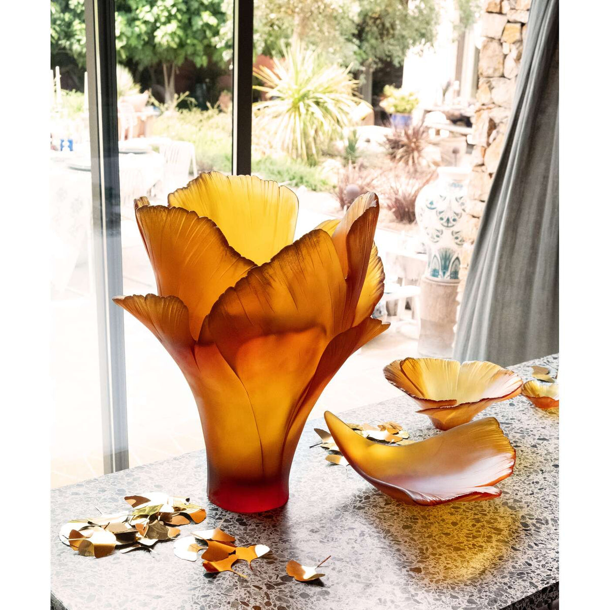 Daum Ginkgo Bowl – Amber, alternate view