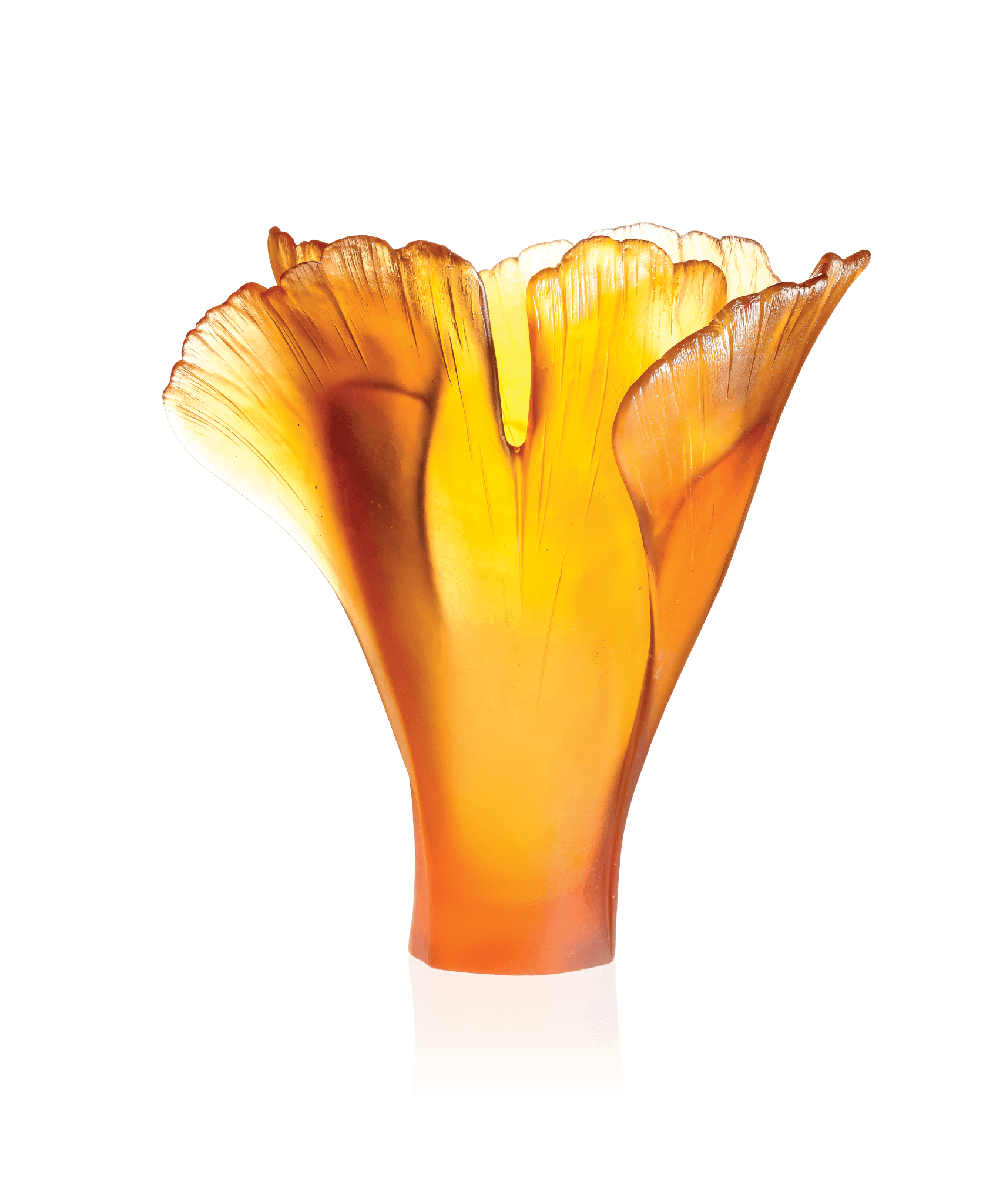 Daum Ginkgo Large Vase — Amber