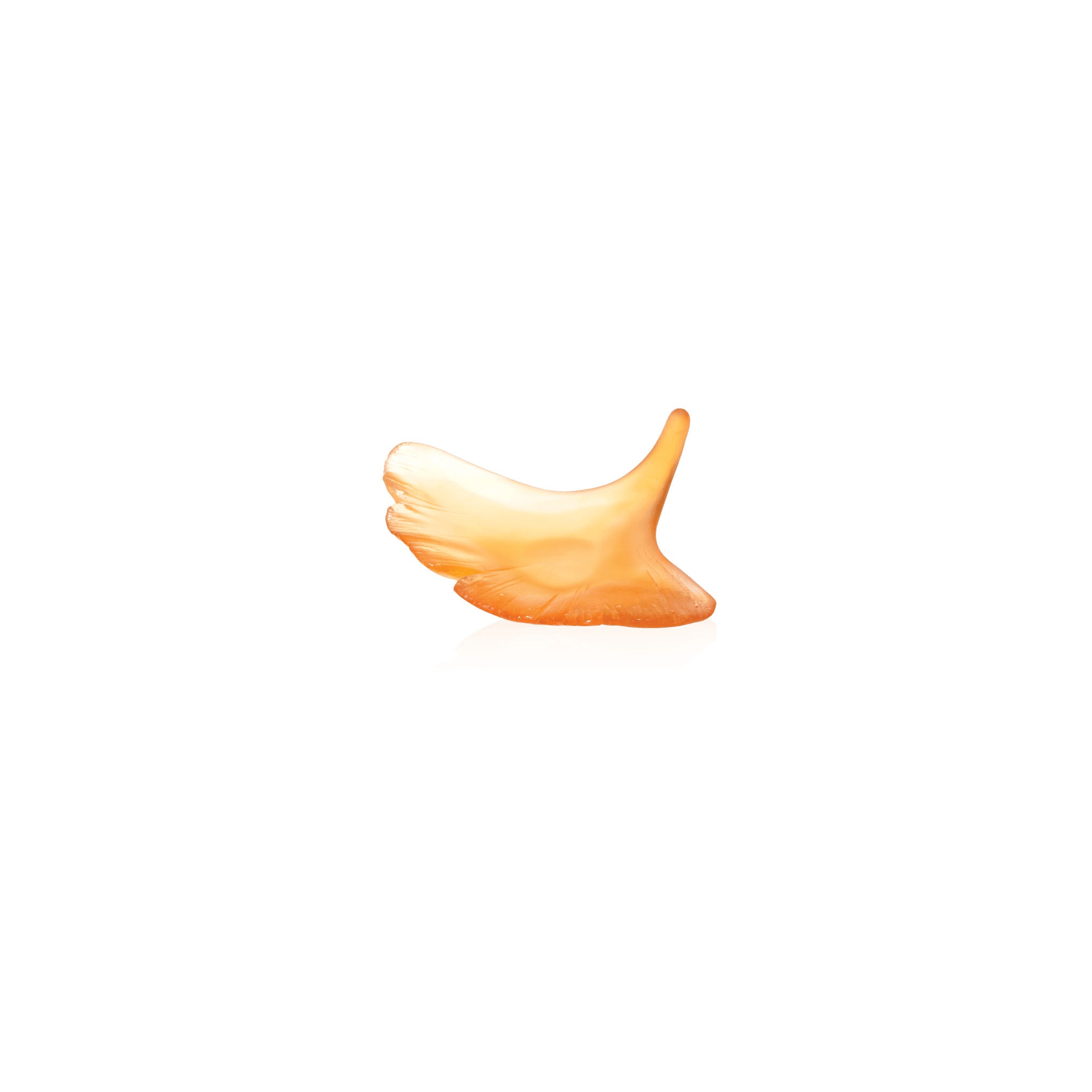 Daum Ginkgo Leaf Amber Sculpture