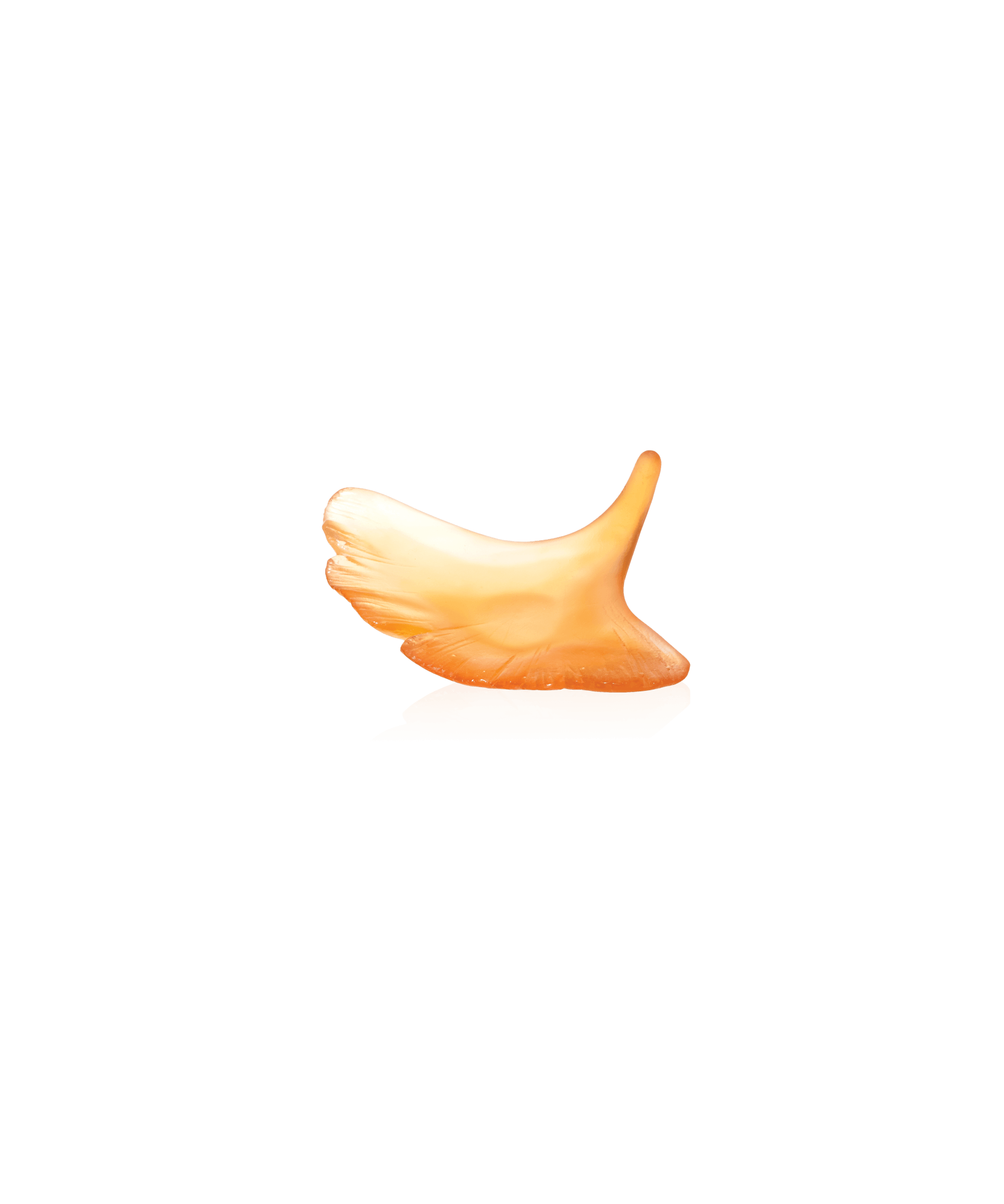 Daum Ginkgo Leaf Amber Sculpture
