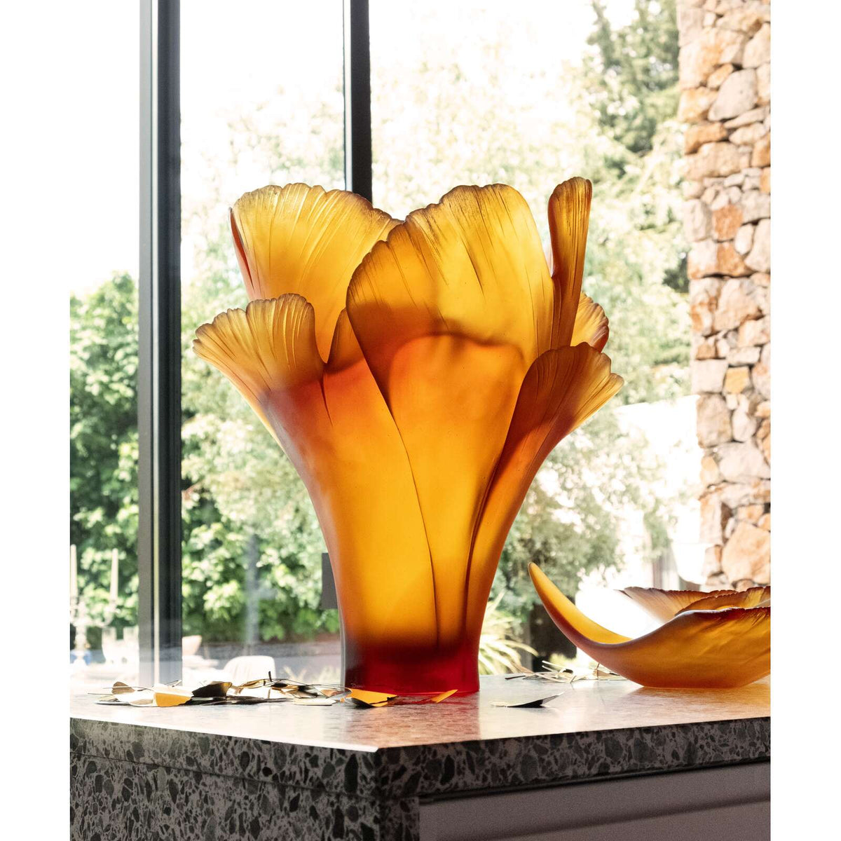 Daum Ginkgo Magnum Vase 99ex – Amber, alternate view