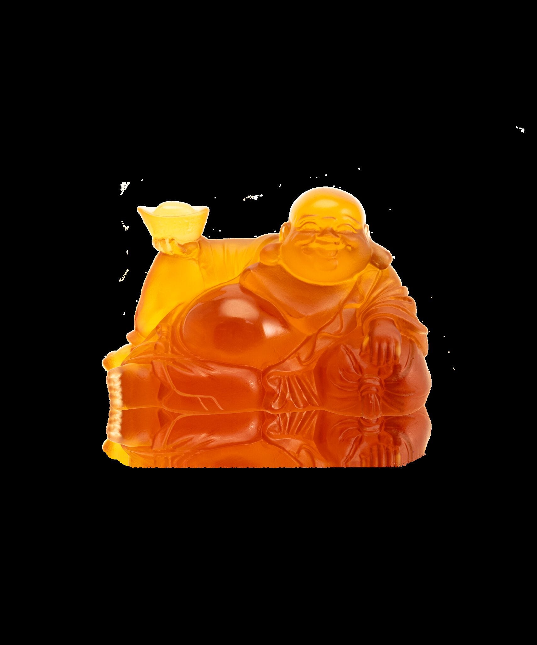 Daum Happy Buddha Amber Sculpture