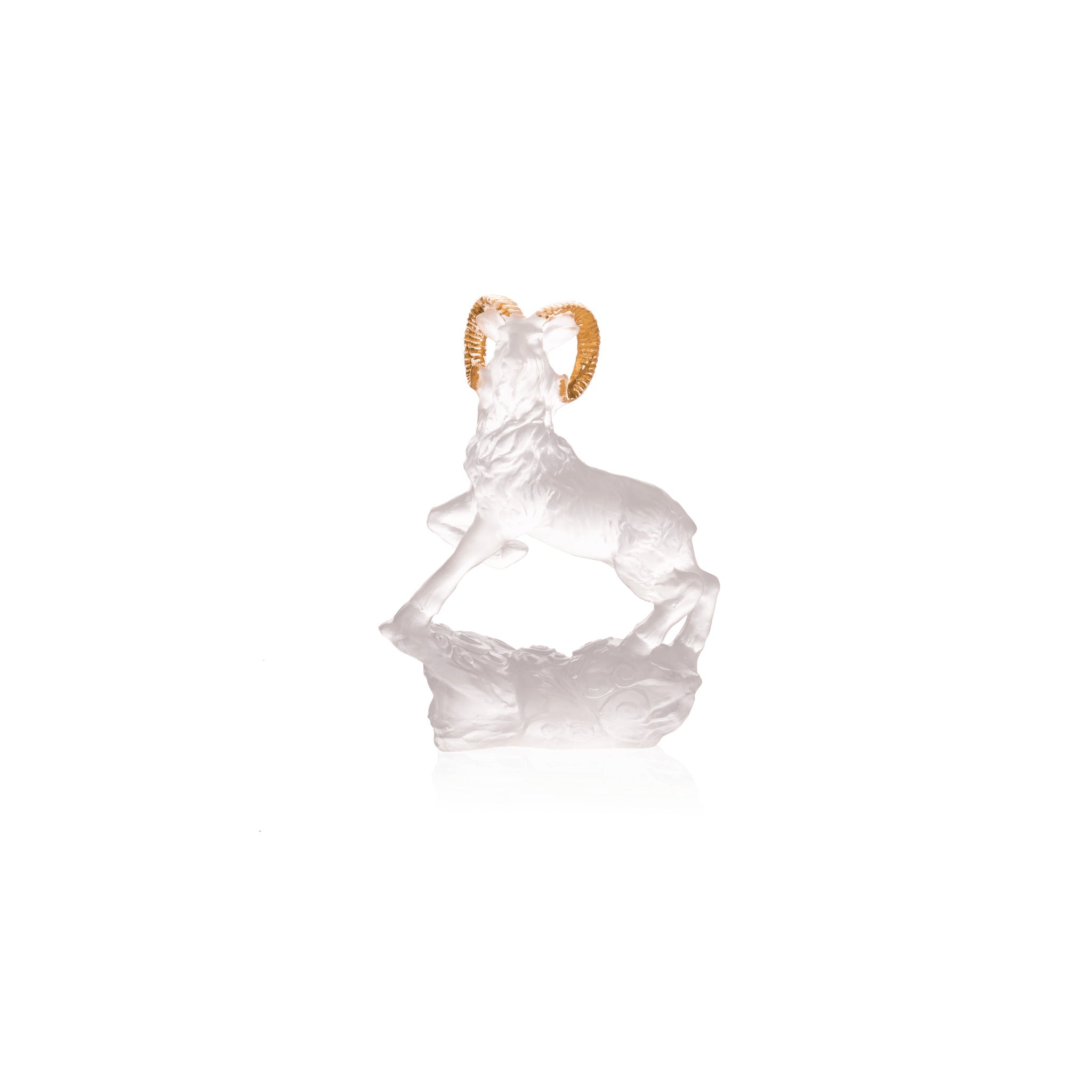 Daum Horoscope Goat Sculpture — White and Gold 128ex