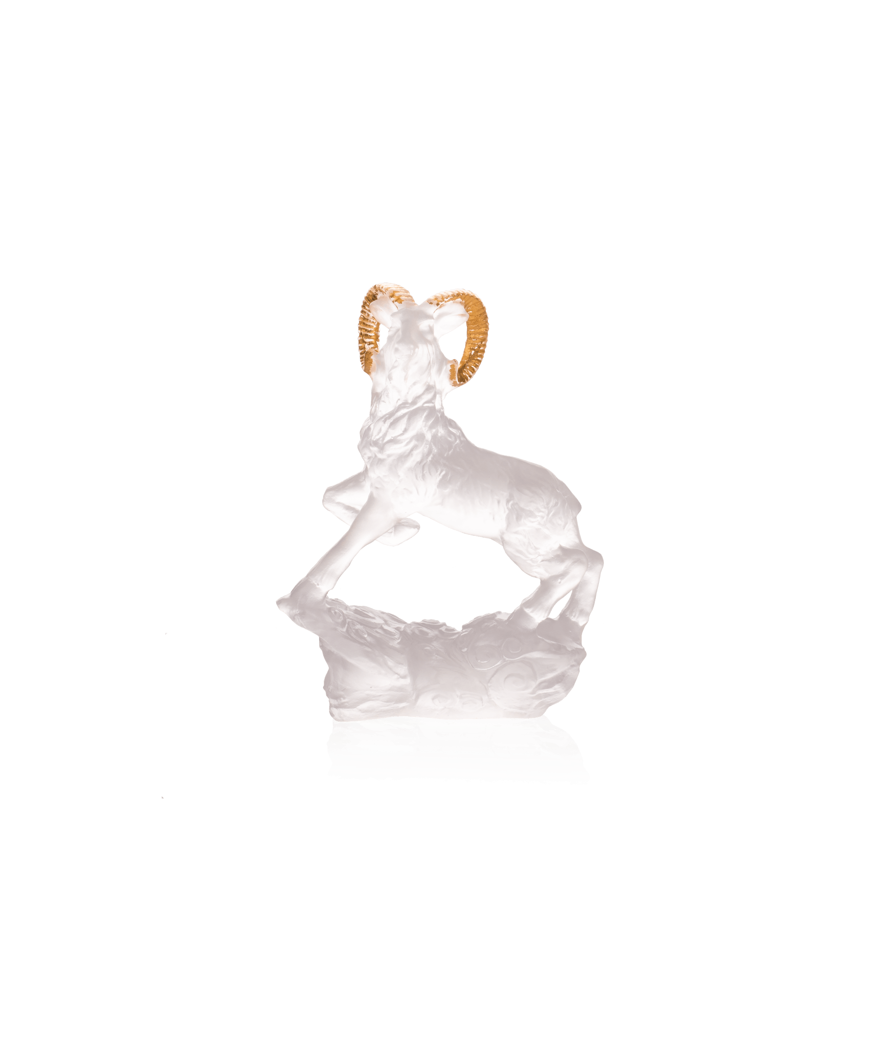 Daum Horoscope Goat Sculpture — White and Gold 128ex