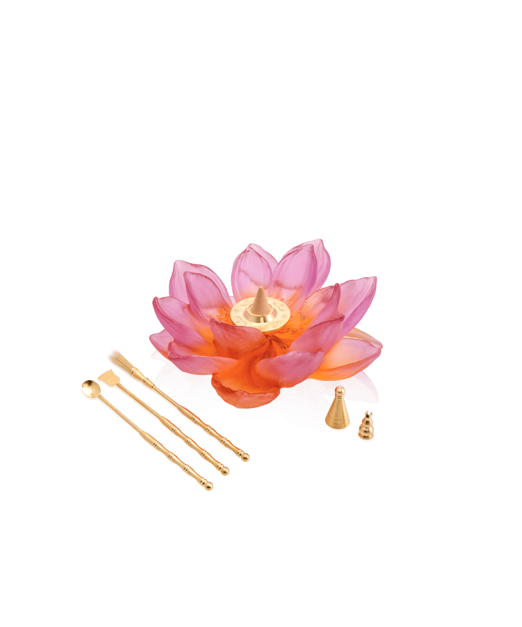 Daum Jardin De Lotus Incense Holder Candleholder — Amber pink