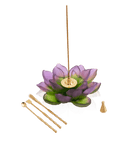 Daum Jardin De Lotus Incense Holder Candleholder — Purple green