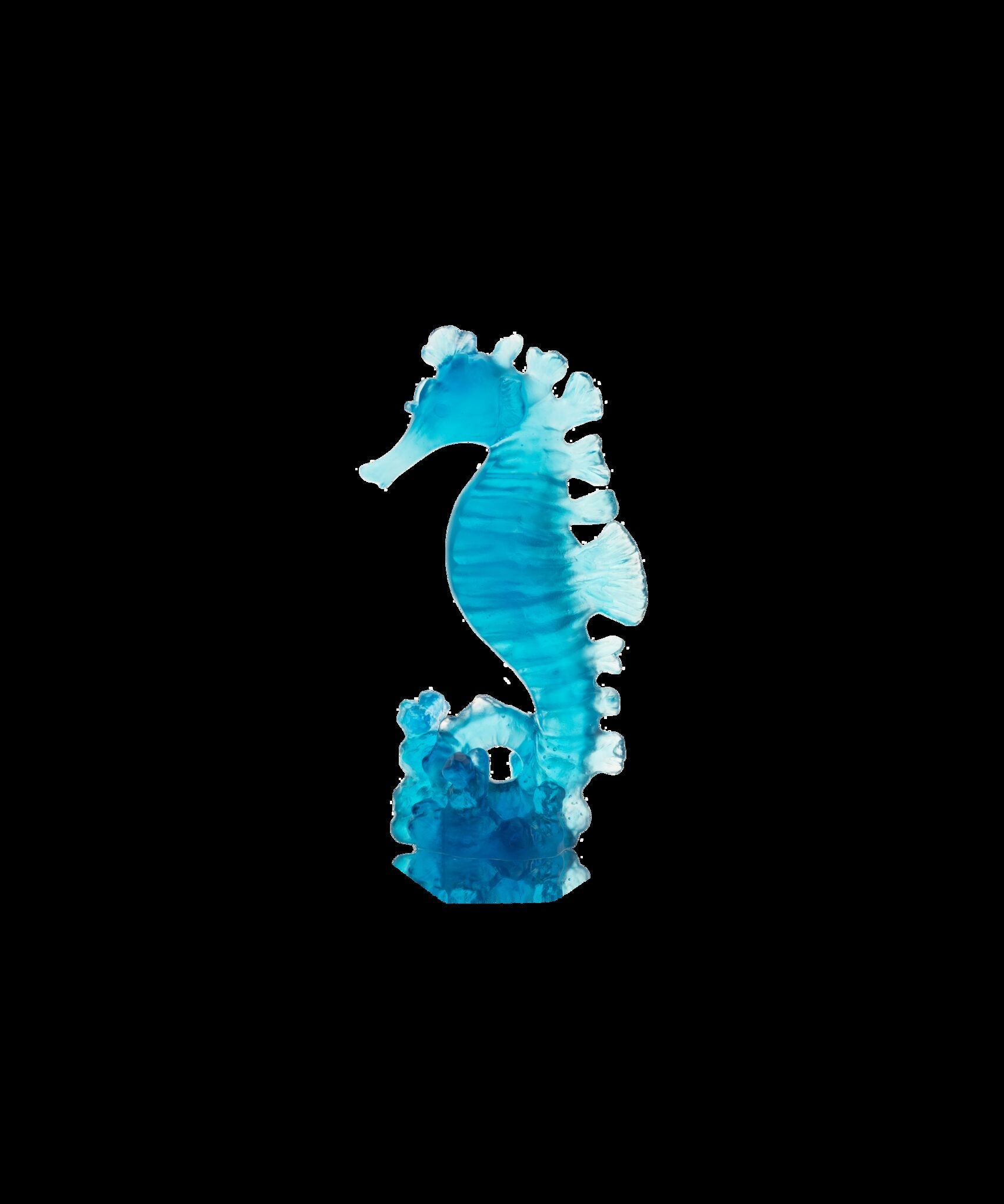Daum Maya Small Seahorse Blue Sculpture