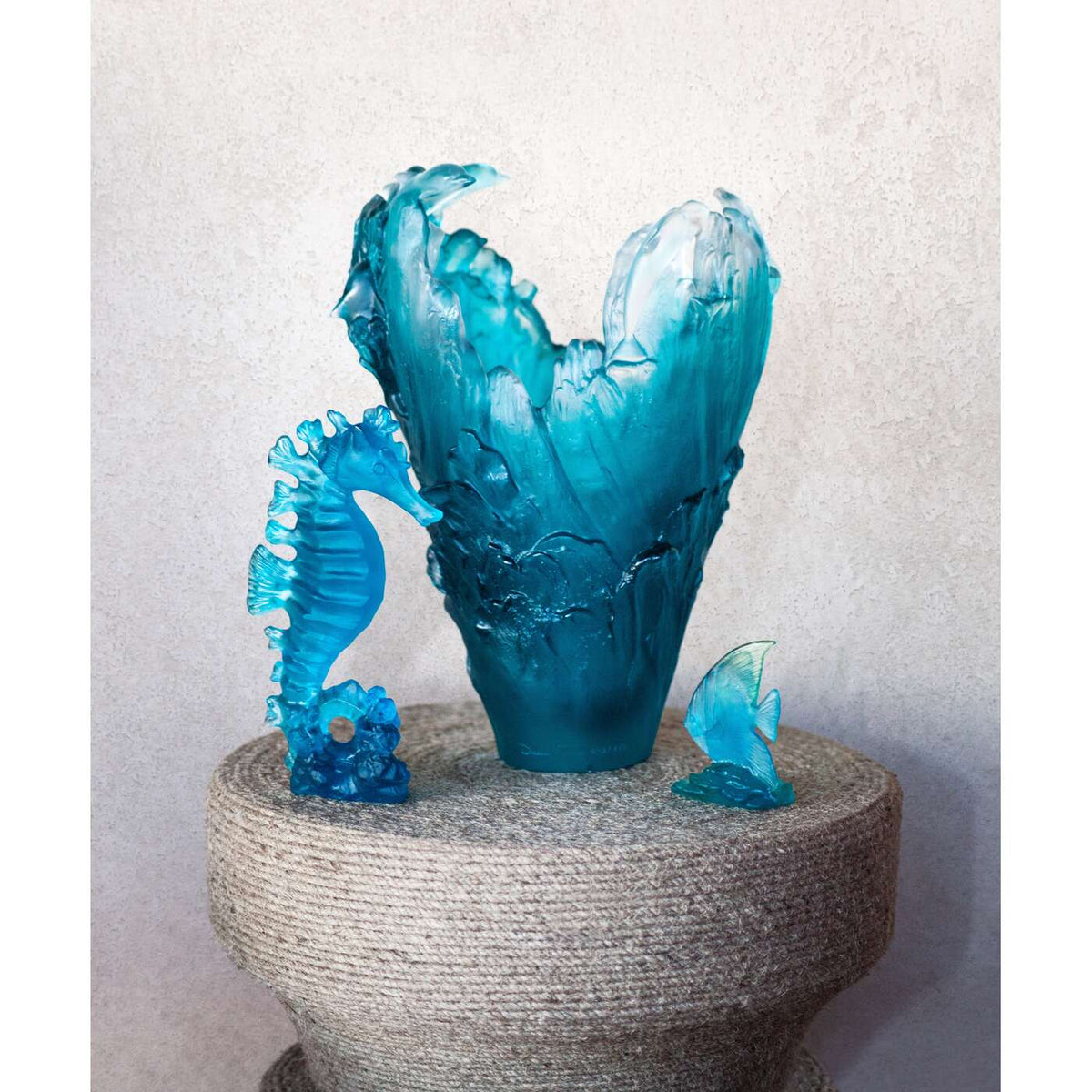 Daum Maya Small Seahorse Blue Sculpture, alternate view