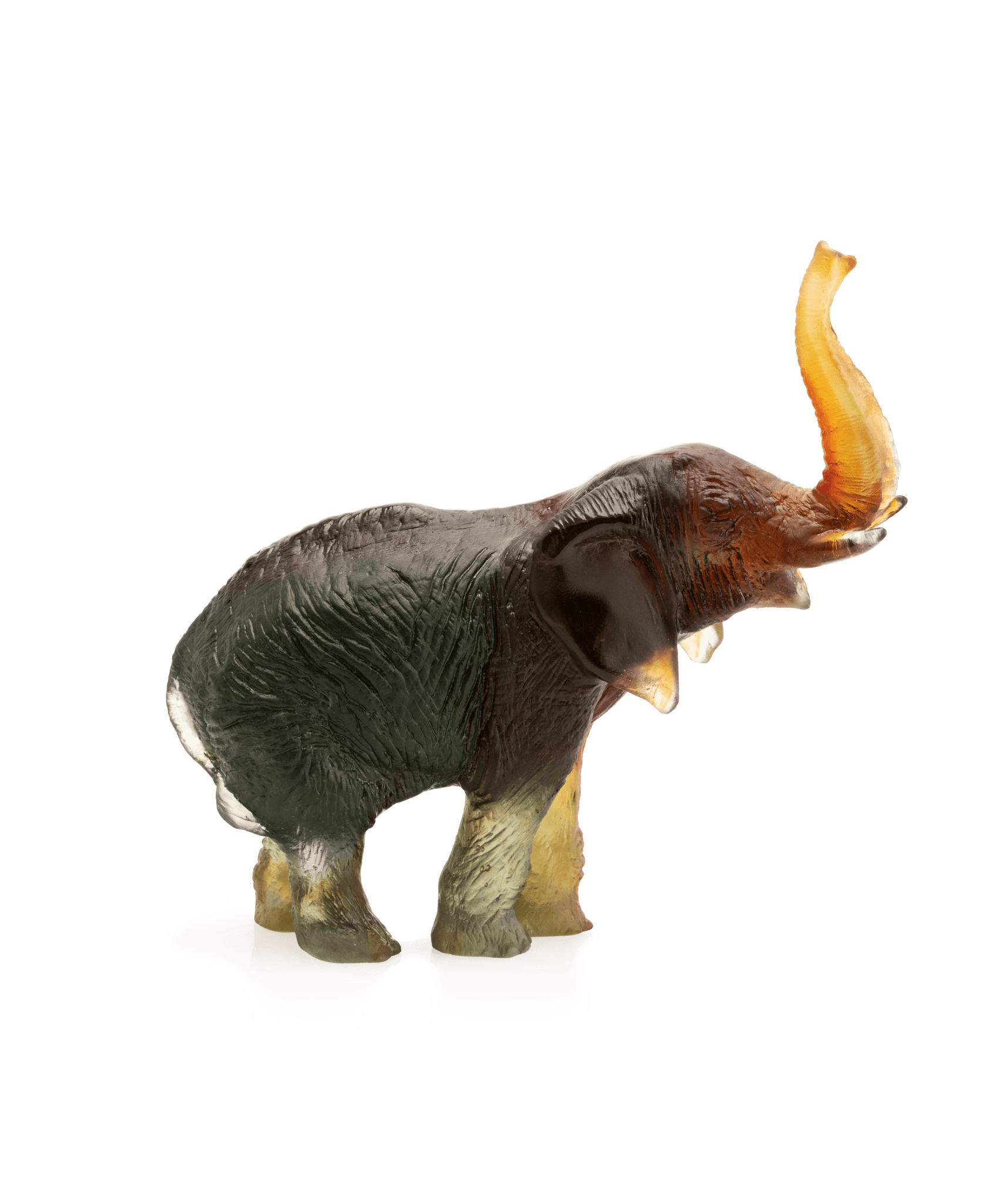 Daum Medium Elephant By Jean François Leroy Sculpture — Green and amber