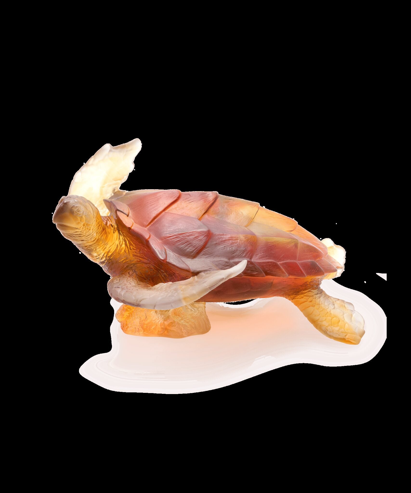 Daum Mer De Corail Large Sea Turtle Sculpture — Amber grey