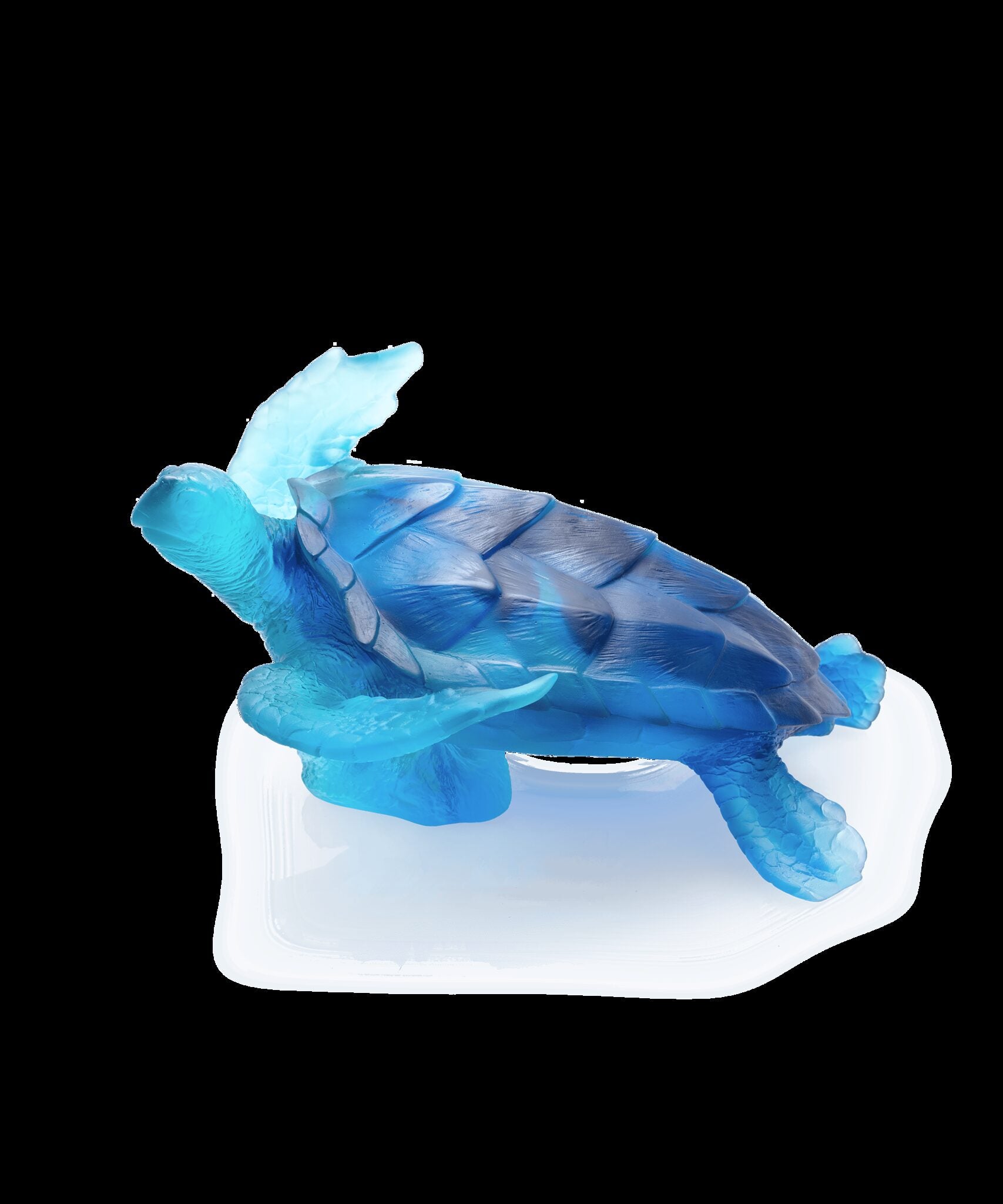 Daum Mer De Corail Large Sea Turtle Sculpture — Blue
