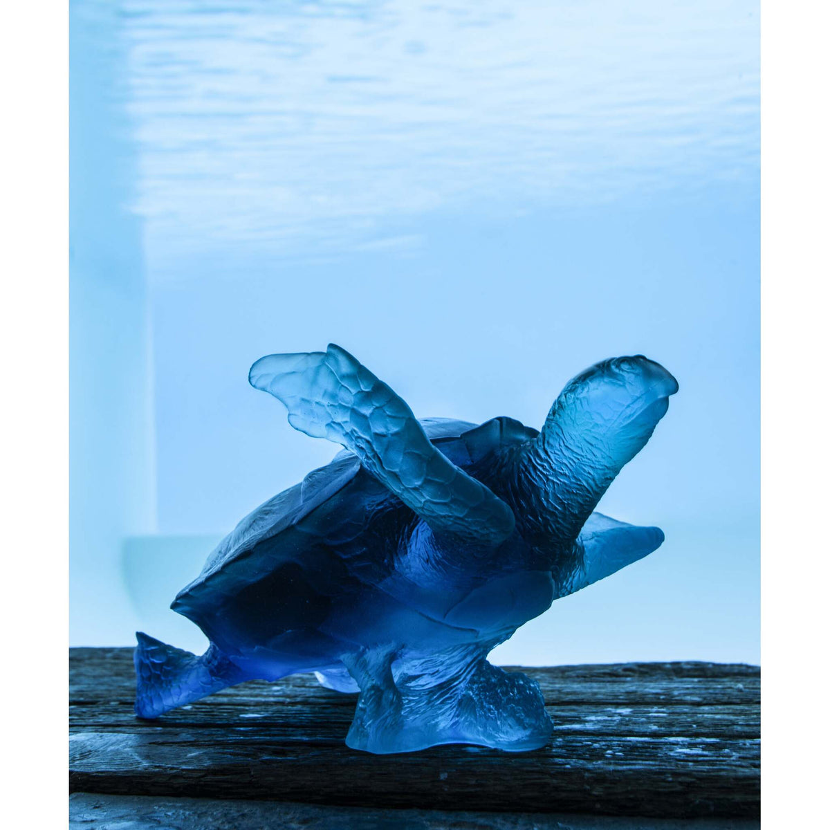 Daum Mer De Corail Large Sea Turtle Sculpture – Blue, alternate view