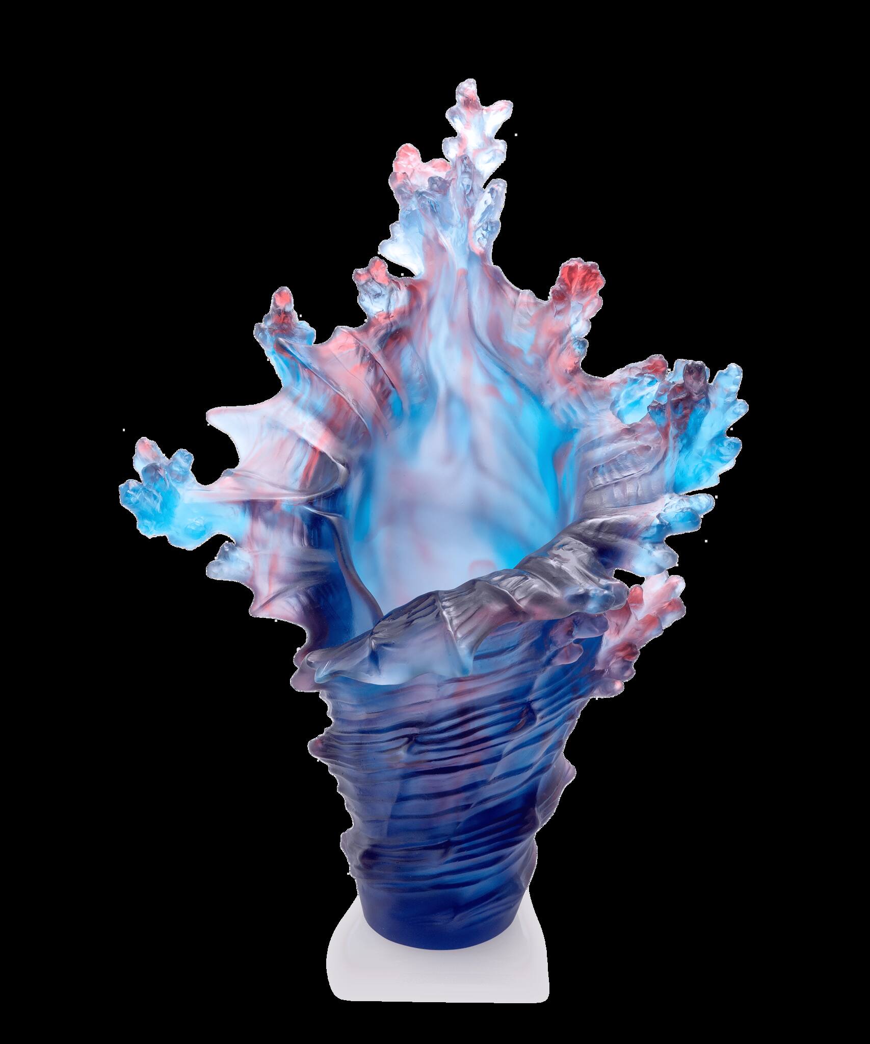 Daum Mer De Corail Large Vase — Blue and red