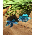 Daum Mer De Corail Medium Sea Turtle Blue Sculpture – Original, alternate view