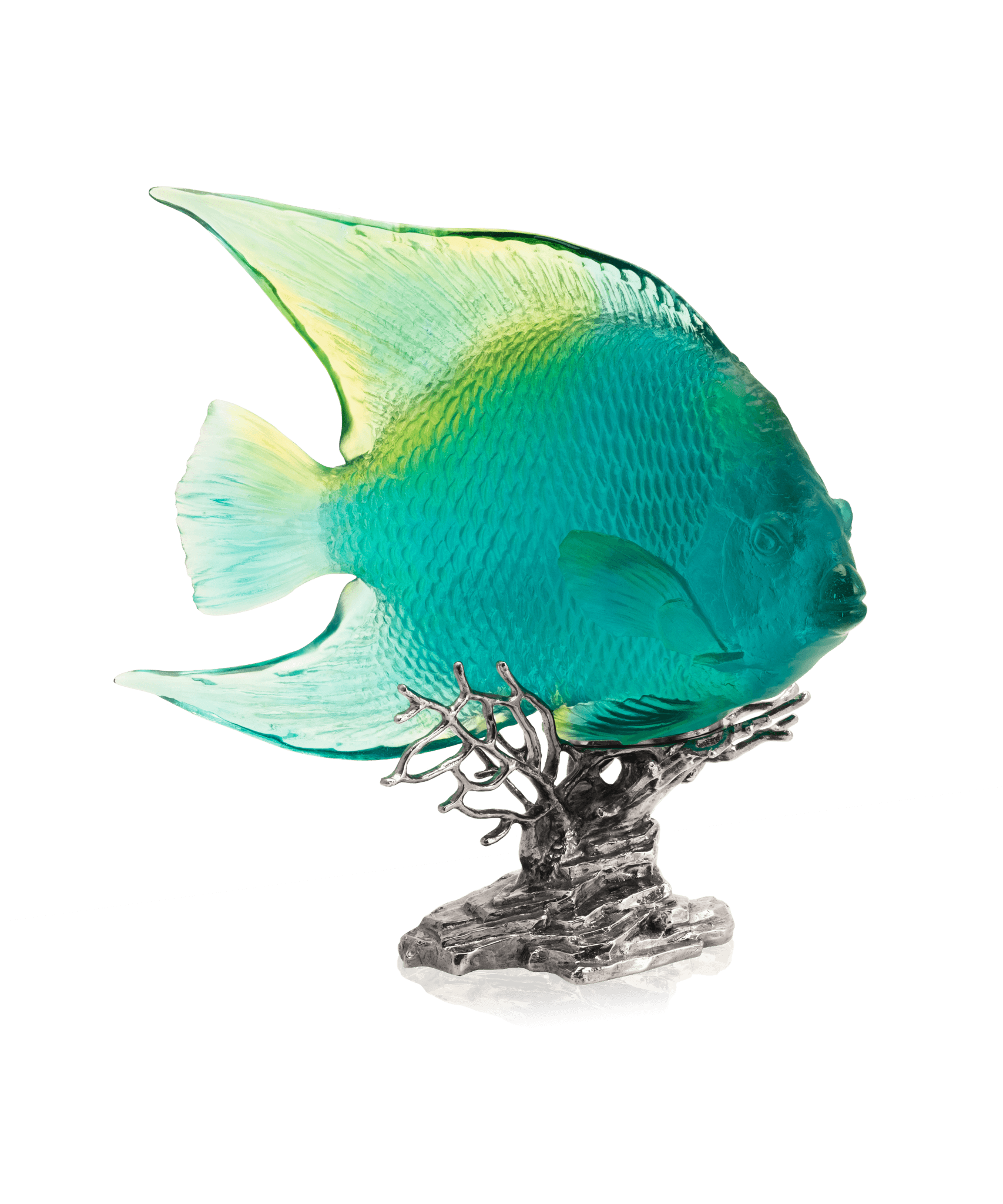 Daum Mer De Corail Royal Angelfish Sculpture — Turquoise