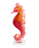 Daum Mer De Corail Seahorse Sculpture — Amber red
