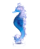 Daum Mer De Corail Seahorse Sculpture — Blue and pink